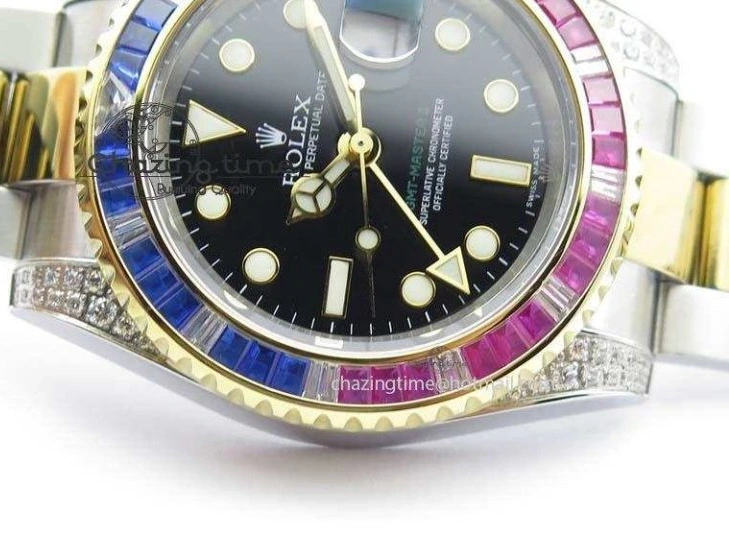 MiroTime 0511 GMT-Master II 116759 SS YG Bp-Maker Blue Red Ruby Crystal Black Dial On SS YG Bracelet A SmoothTexture 3771